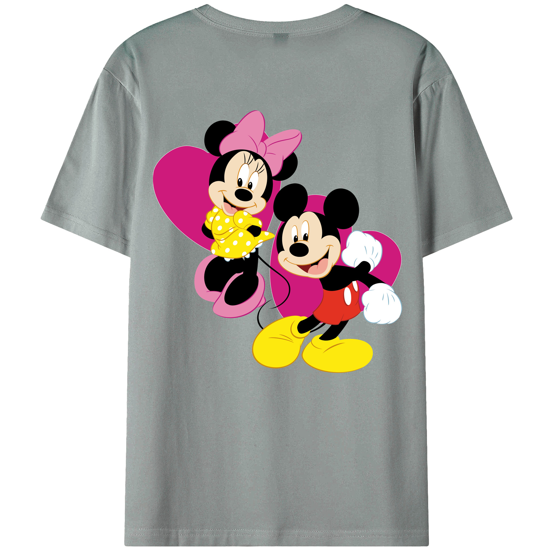 ミッキーマウス Mickey Mouse 綿100％ メンズ半袖Tシャツ（バックプリント） 通気性